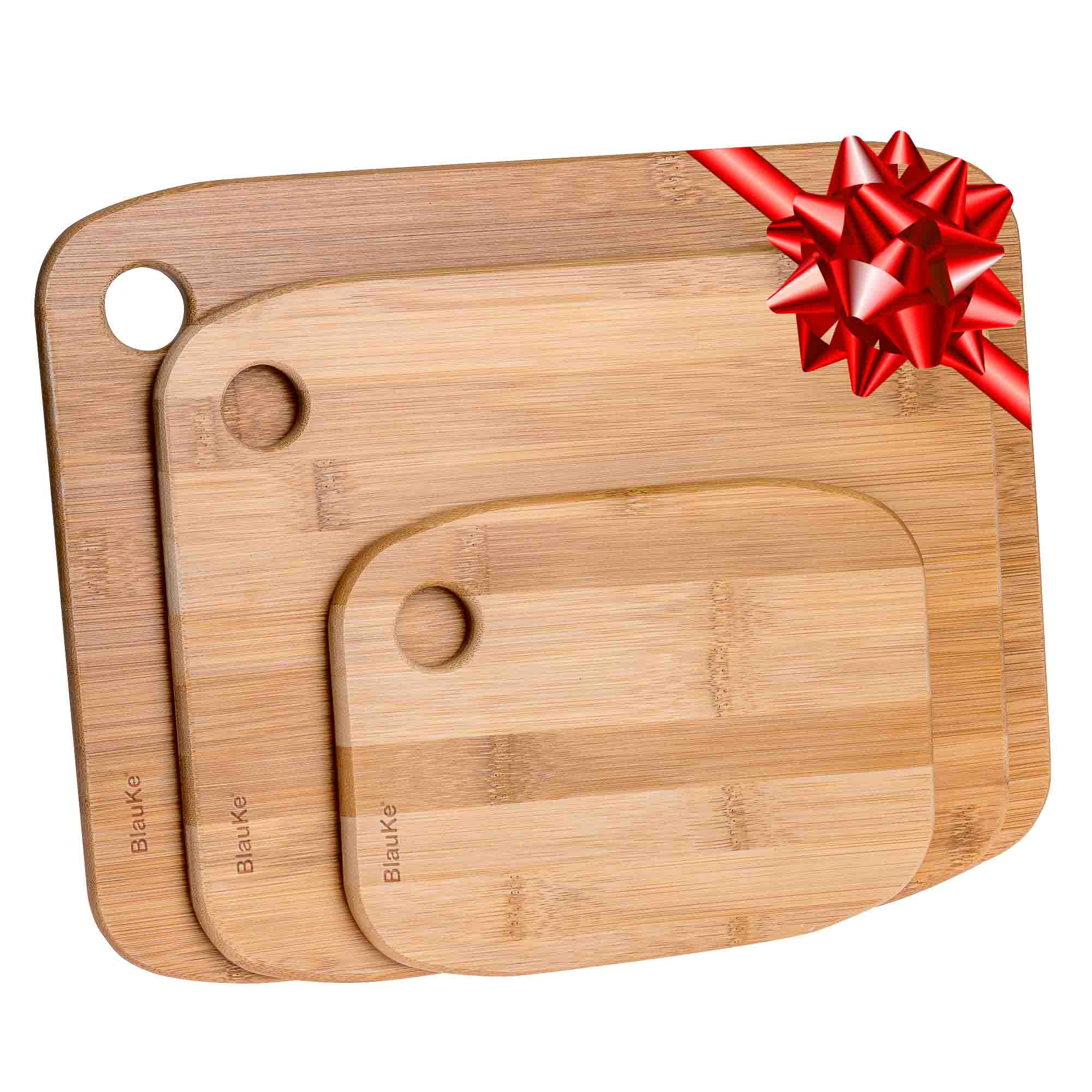 A&S KITCHEN Bamboo Wooden Chopping Board with Set Of Three Free