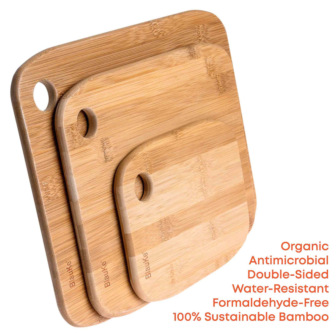 Bamboo Cutting Boards Set for kitchen - Wooden chopping Boards Set - Bamboo Cutting Board Set of 3 - 3