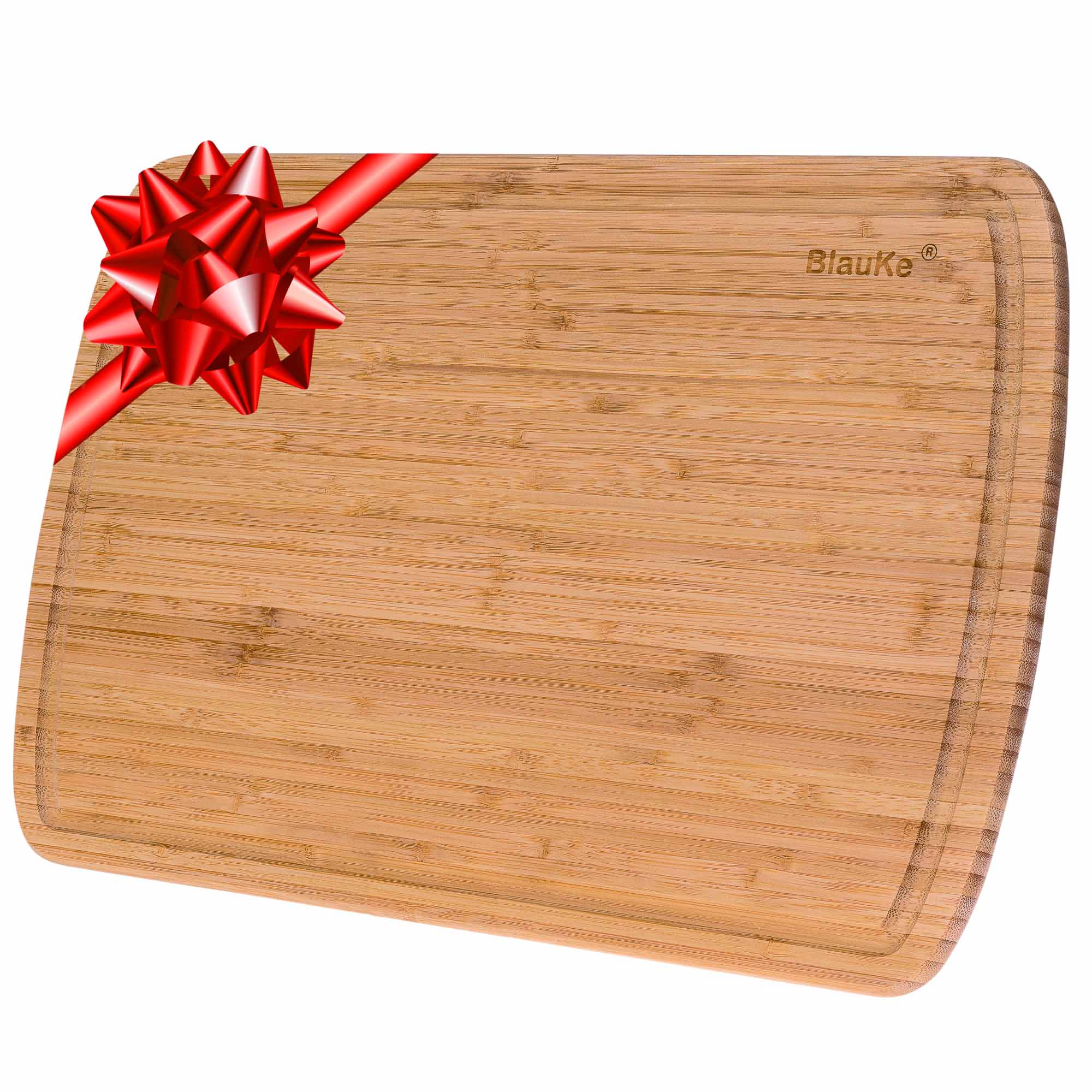 Extra Large Bamboo Cutting Board - 17x12.5 inch Wood Cutting Board for Meat,  Cheese, Veggies - Wood Serving Tray with Juice Groove and 3 Compartments