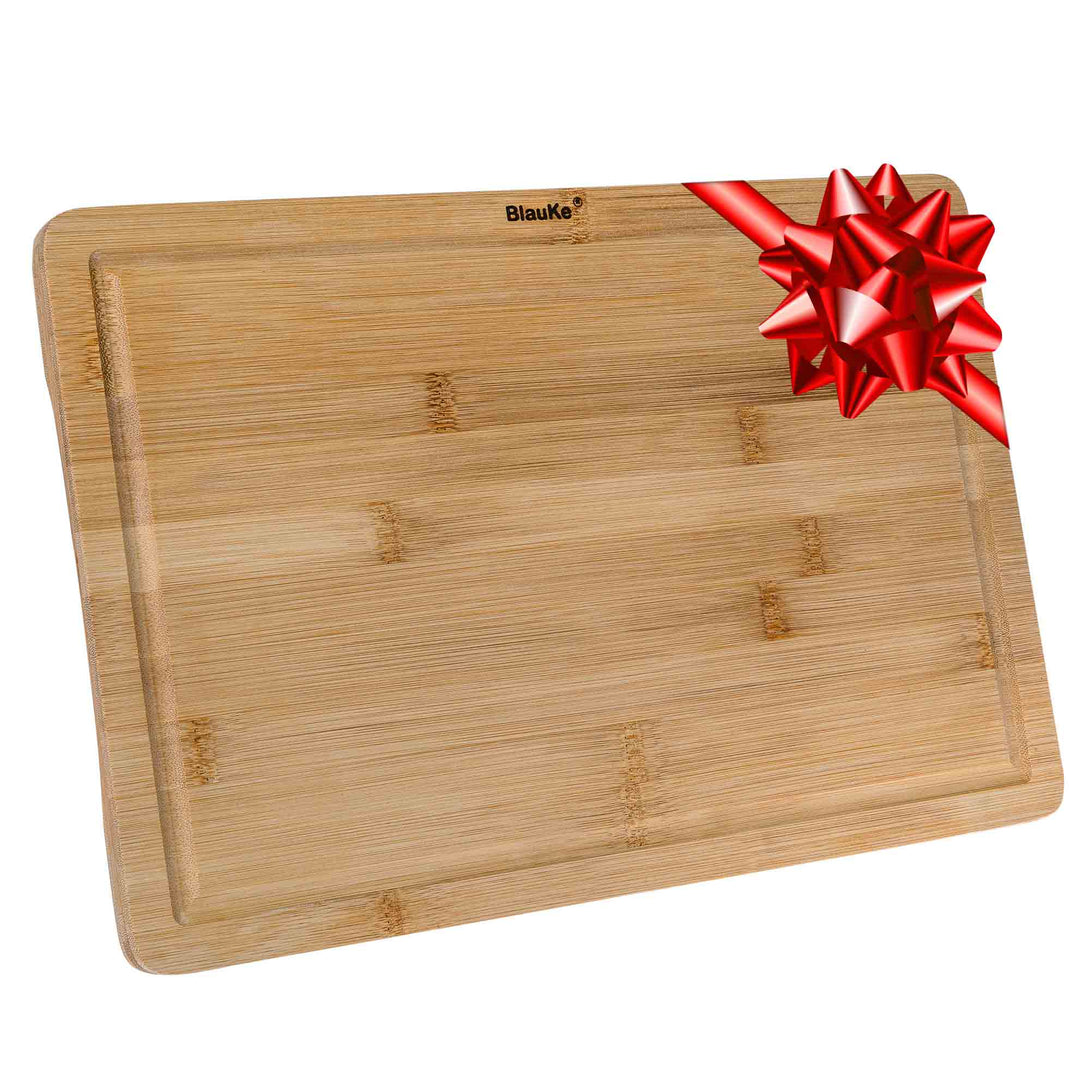 Cutting Boards,Large Bamboo Chopping Board, Built-In 3 Compartments And  Juice Grooves, Charcuterie Board for Kitchen Counter Meat (Butcher Block)