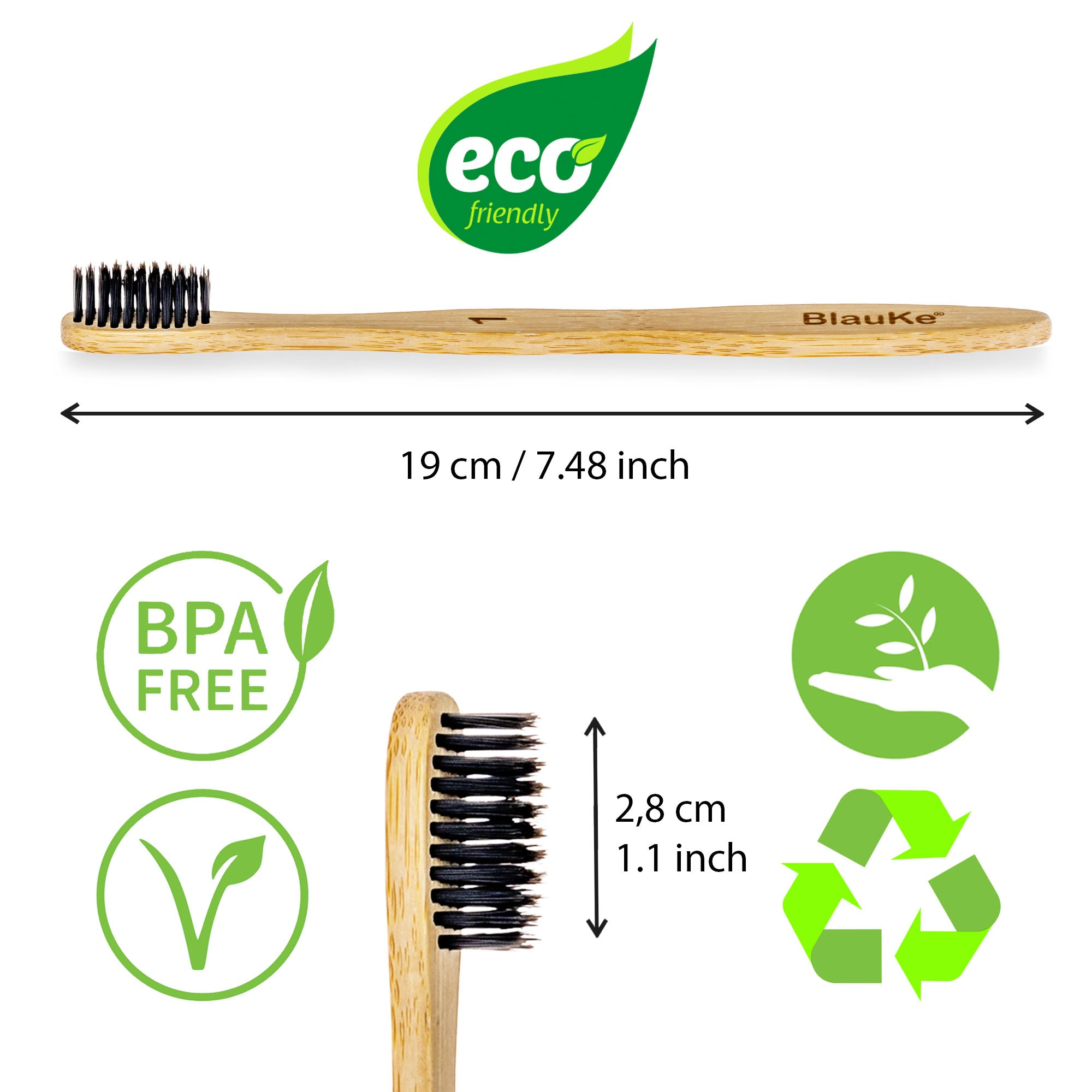 Bamboo Toothbrush Set 4-Pack - Bamboo Toothbrushes with Soft Bristles for Adults - Eco-Friendly, Biodegradable, Natural Wooden Toothbrushes