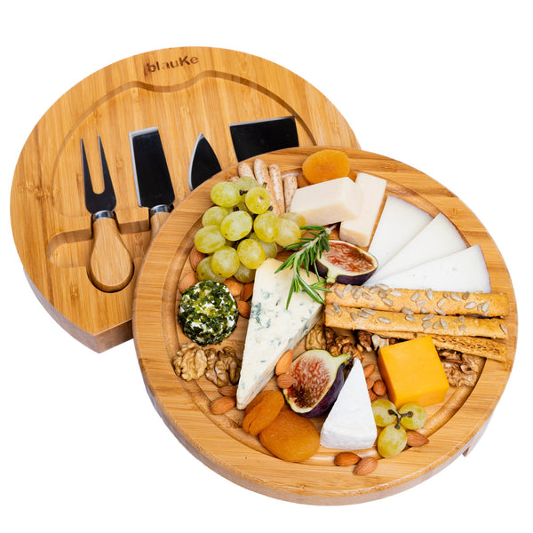 Bamboo Cheese Board with Cutlery Set and Slide Out Drawer - Cheese Board And Knife Set 14