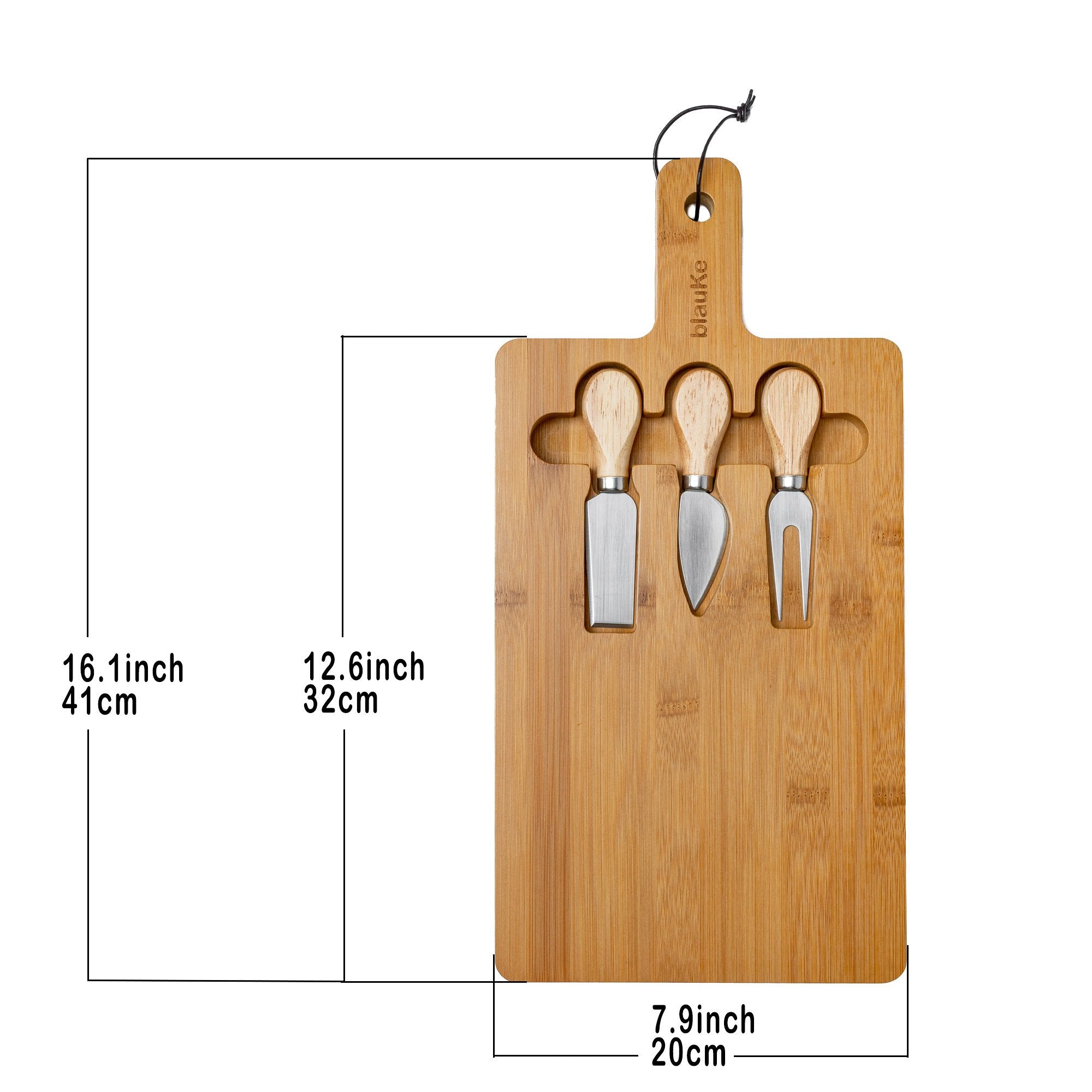 Bamboo Cheese Board With Cutlery Set - Medium Bamboo Cutting Board 165