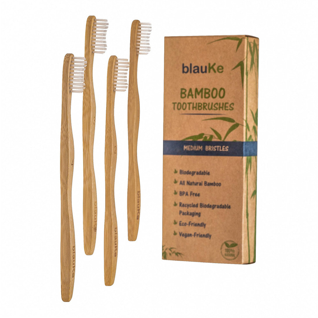 Bamboo Toothbrush Medium Bristles - Biodegradable Toothbrushes - Wooden Toothbrushes - Recyclable Toothbrushes - Bamboo Toothbrush Set 100-1413