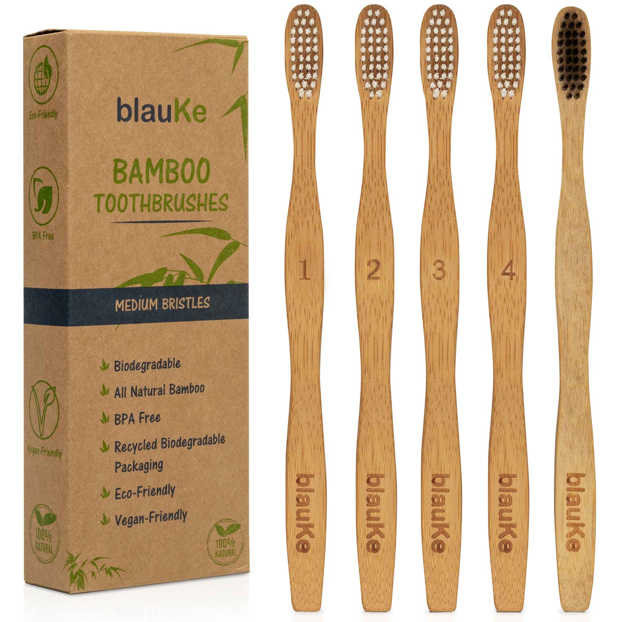 Bamboo Toothbrush Medium Bristles - Biodegradable Toothbrushes - Wooden Toothbrushes - Recyclable Toothbrushes - Bamboo Toothbrush Set-62