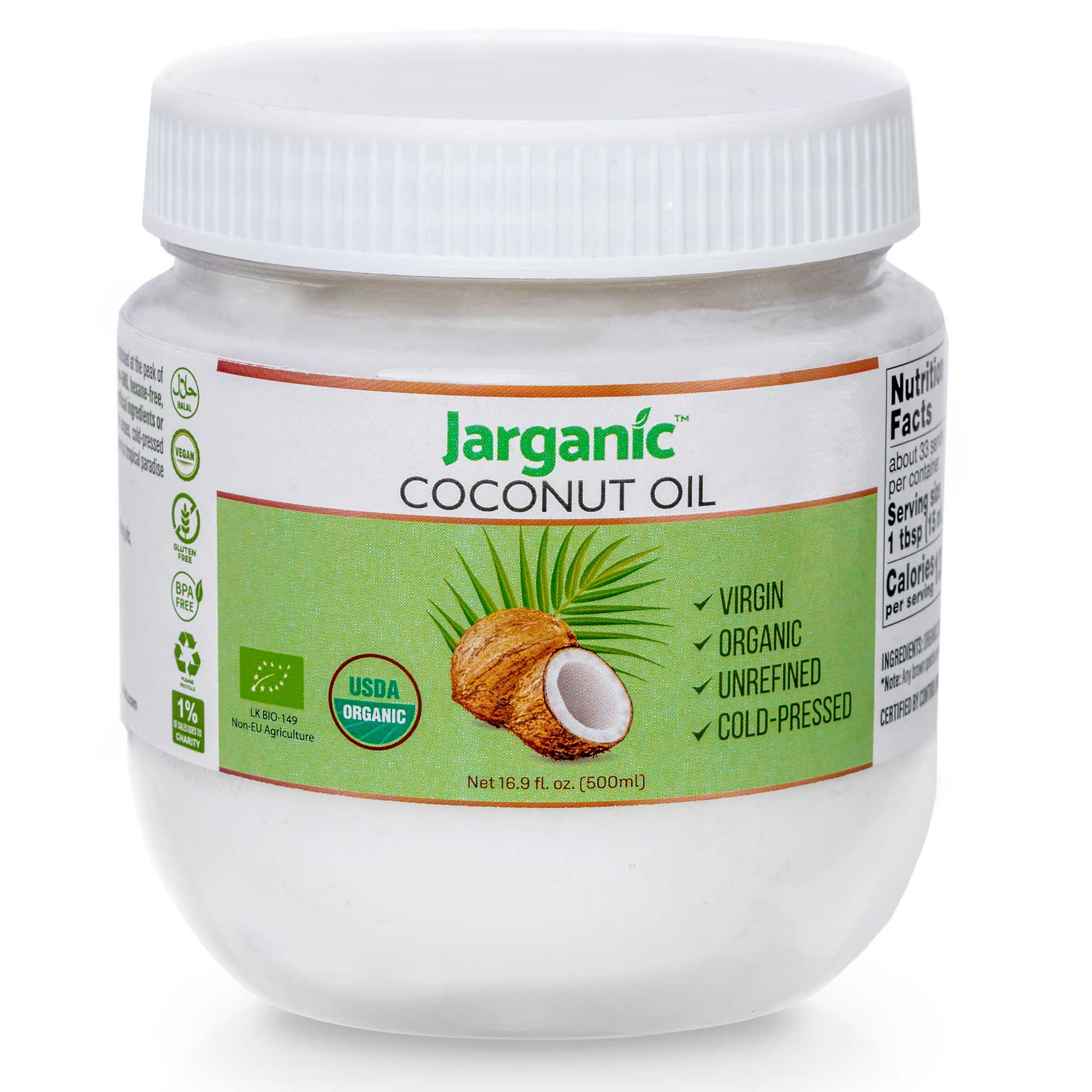 Organic Virgin Coconut Oil - Cold Pressed Unrefined Coconut Oil For Hair Skin And Cooking - Non-GMO, Gluten Free, Extra Virgin Coconut Oil 1