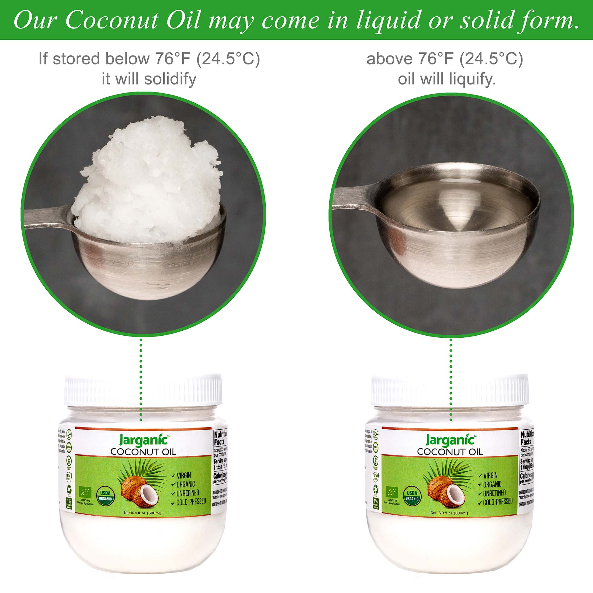 Organic Virgin Coconut Oil - Cold Pressed Unrefined Coconut Oil For Hair Skin And Cooking - Non-GMO, Gluten Free, Extra Virgin Coconut Oil 4