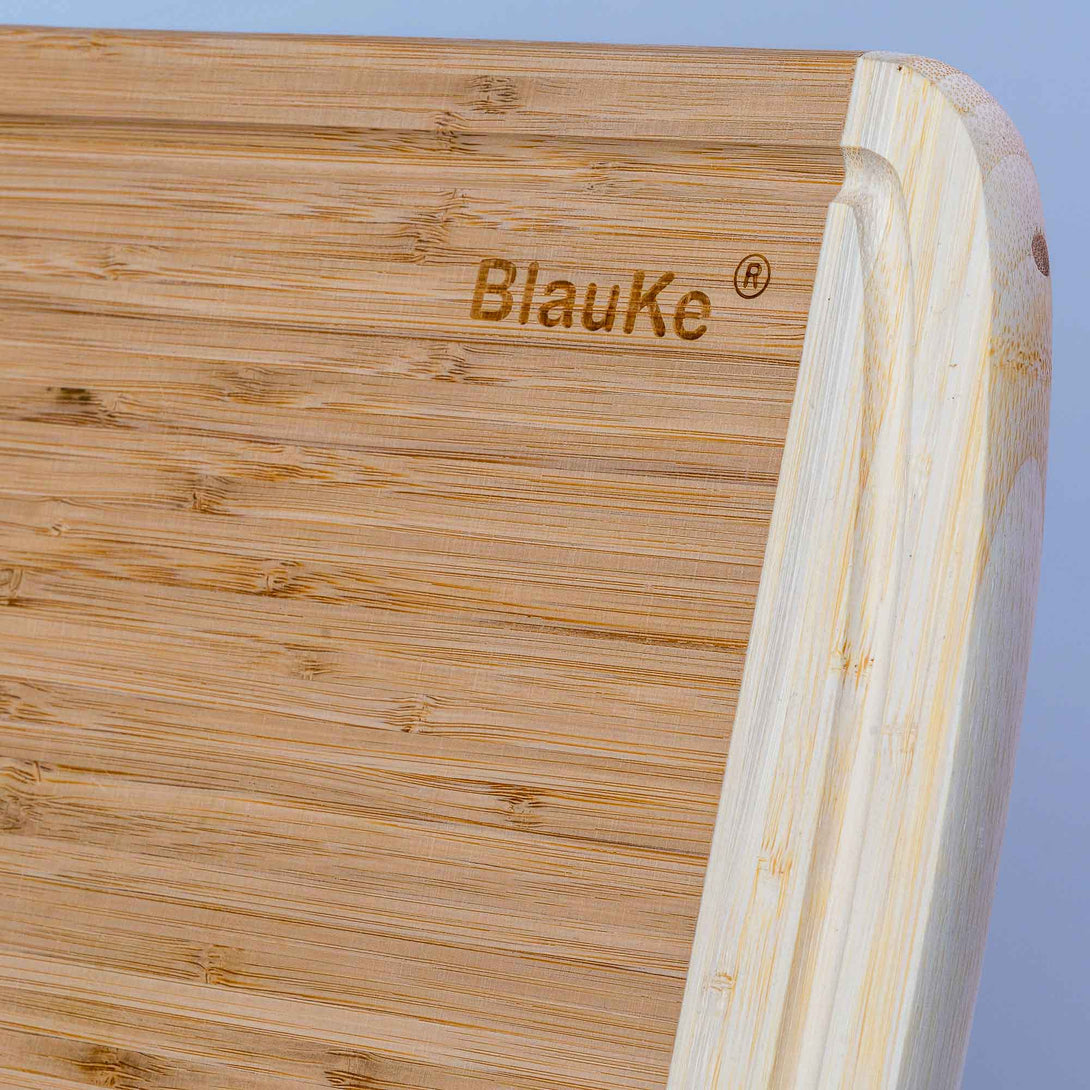 Large Wood Cutting Board for Kitchen 14x11 inch - Bamboo Chopping Board with Juice Groove - Wooden Serving Tray | BlauKe