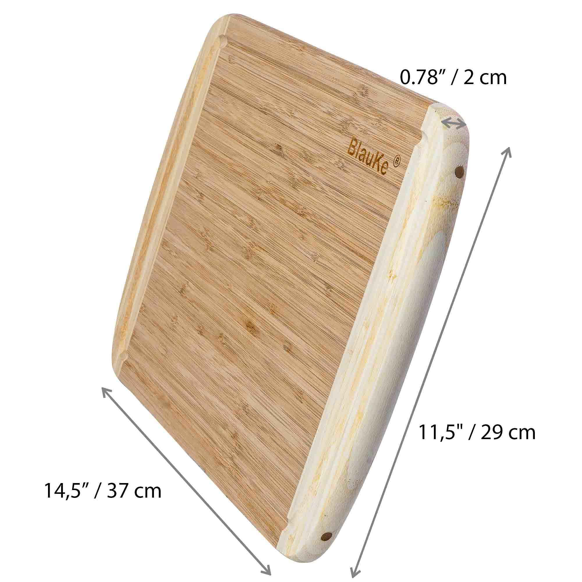 Large Wood Cutting Board for Kitchen 14x11 inch - Bamboo Chopping Board with Juice Groove - Wooden Serving Tray